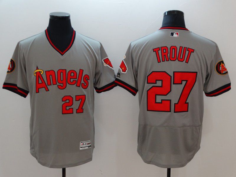 Men Los Angeles Angels #27 Trout Grey Elite Spring Edition MLB Jerseys